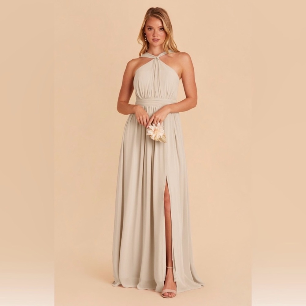 NWOT Birdy Grey Kiko small neutral champagne chiffon bridesmaid dress prom gown